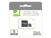 Q-Connect 8GB MicroSD Card. Hardwearing reliable easy to use portable storage. With full-size SD adaptor. Class 10 (10 MB/s).