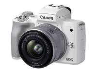 Canon EOS M50 Mark II - Digital camera - mirrorless - 24.1 MP - APS-C - 4K / 24 fps - 3x optical zoom EF-M 15-45mm IS STM lens - Wi-Fi, Bluetooth - white with silver lens